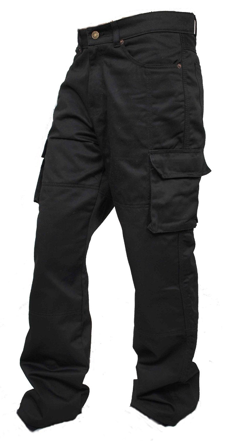 Newfacelook Men'S Motorcycle Cargo Jeans Pants Reinforced With Aramid Fiber, Black, W38 L30